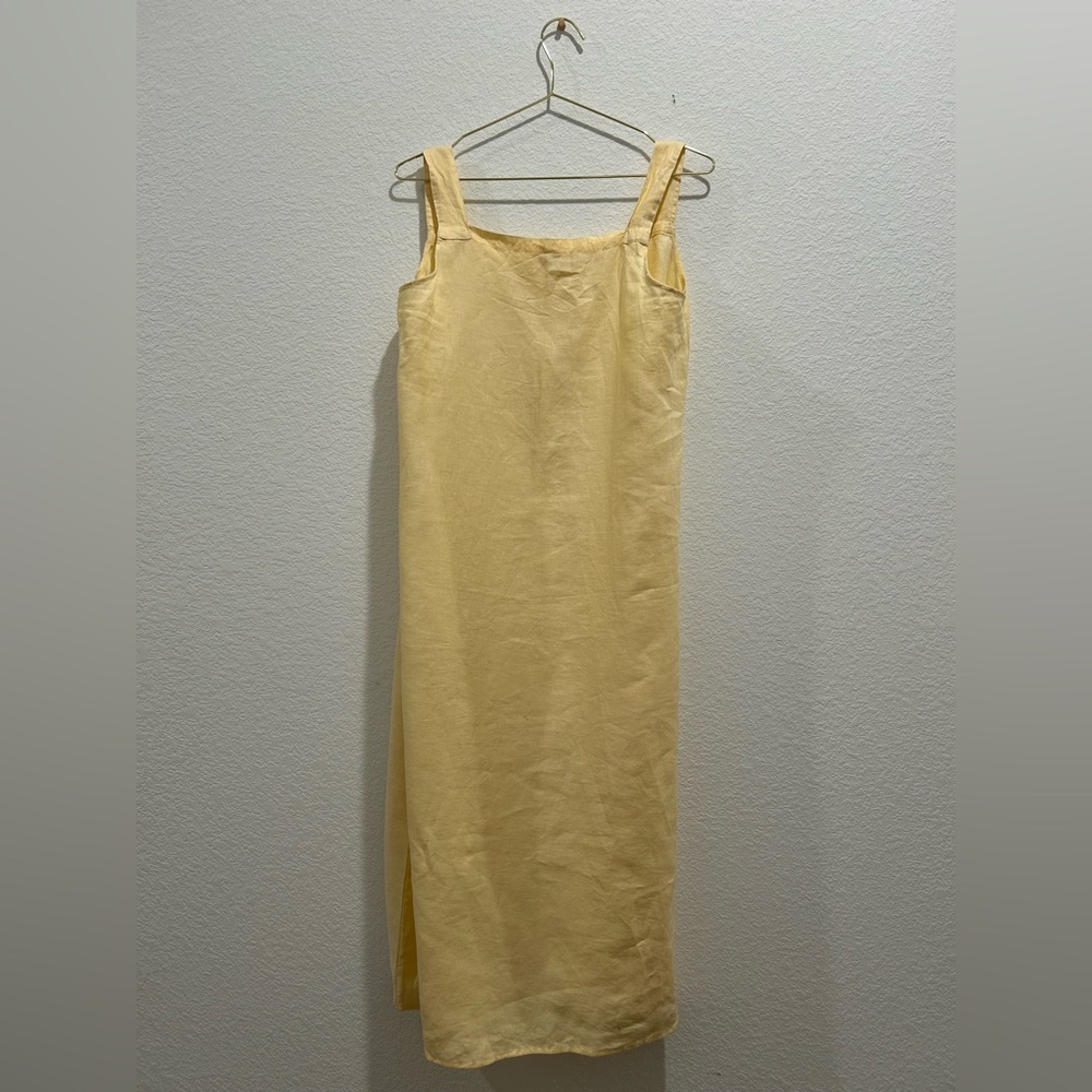 Beacan Cove 100% linen butter yellow Beach Linen maxi dress